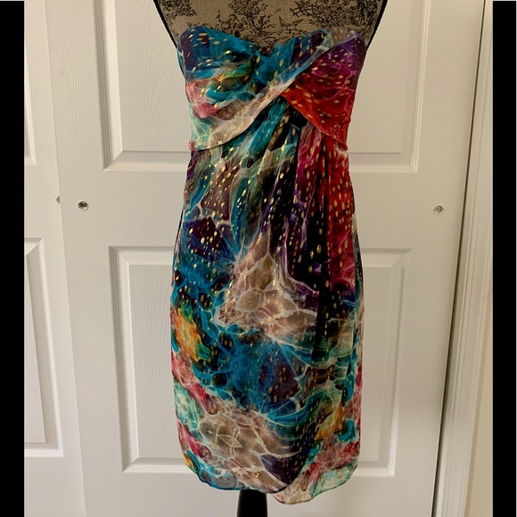 Nicole Miller Multicolor Strapless Dress. Size 6 - Picture 1 of 7